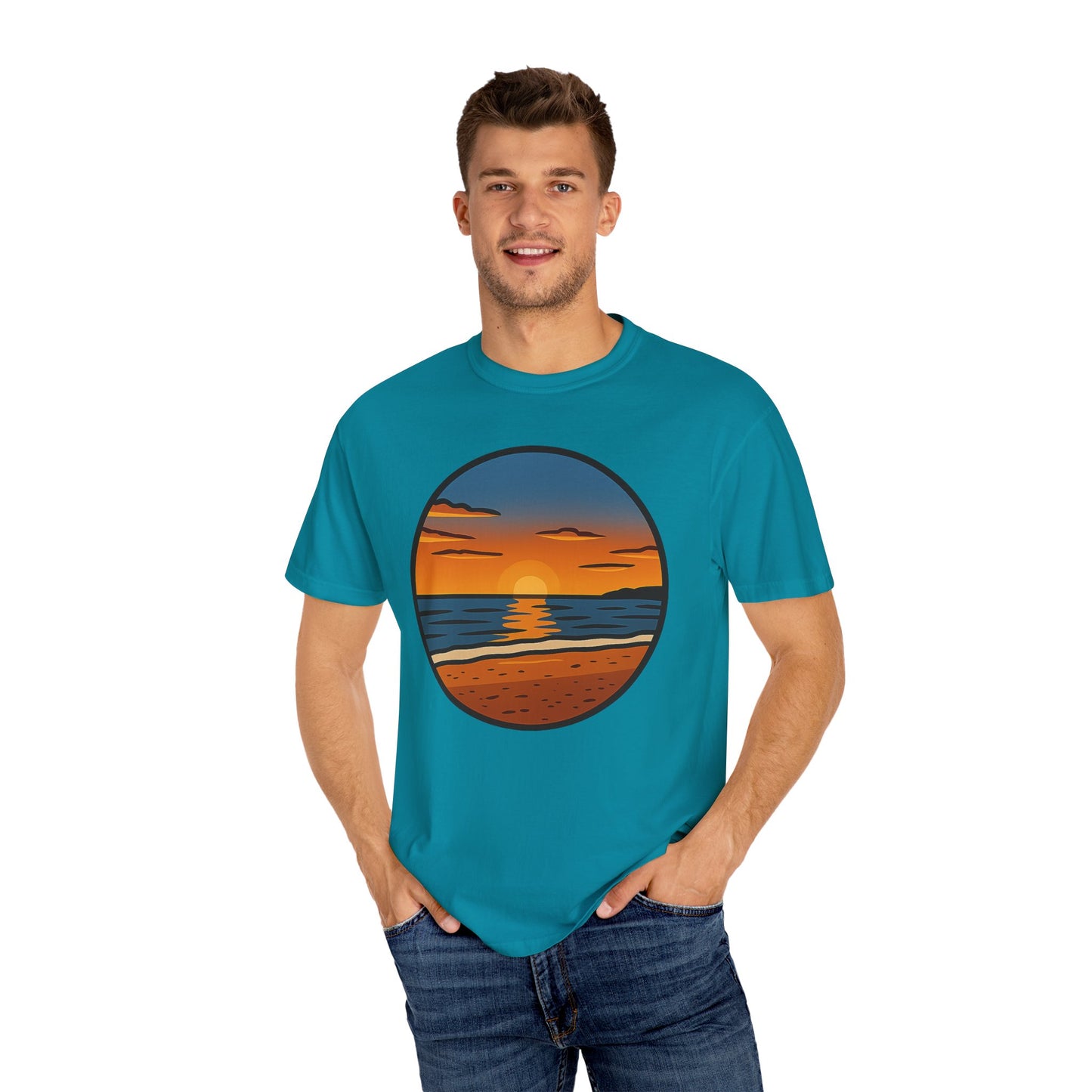 Sunset Garment-Dyed T-shirt - Progress Over Perfection Design