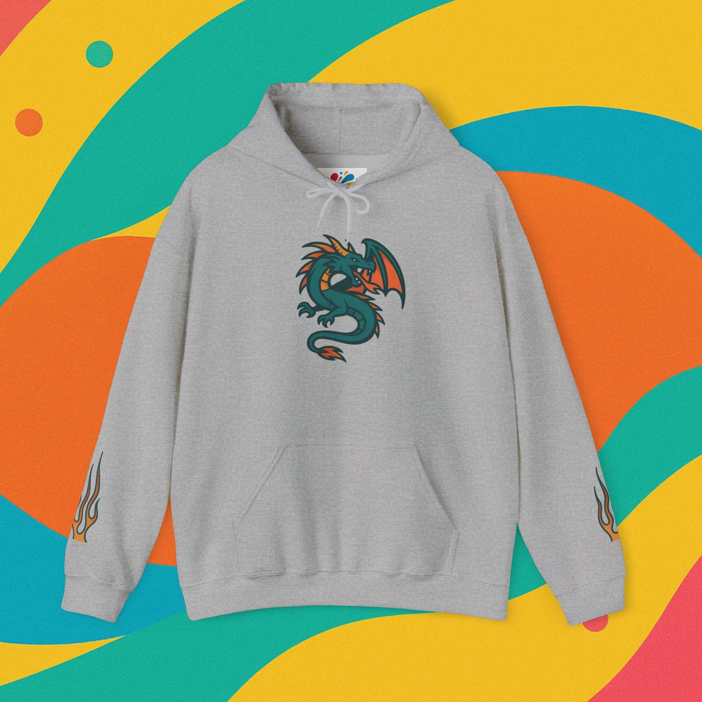 Dragon Hooded Sweatshirt | Unisex Heavy Blend, Cozy Streetwear, Spiritual Gift, Festival Apparel, Everyday Comfort