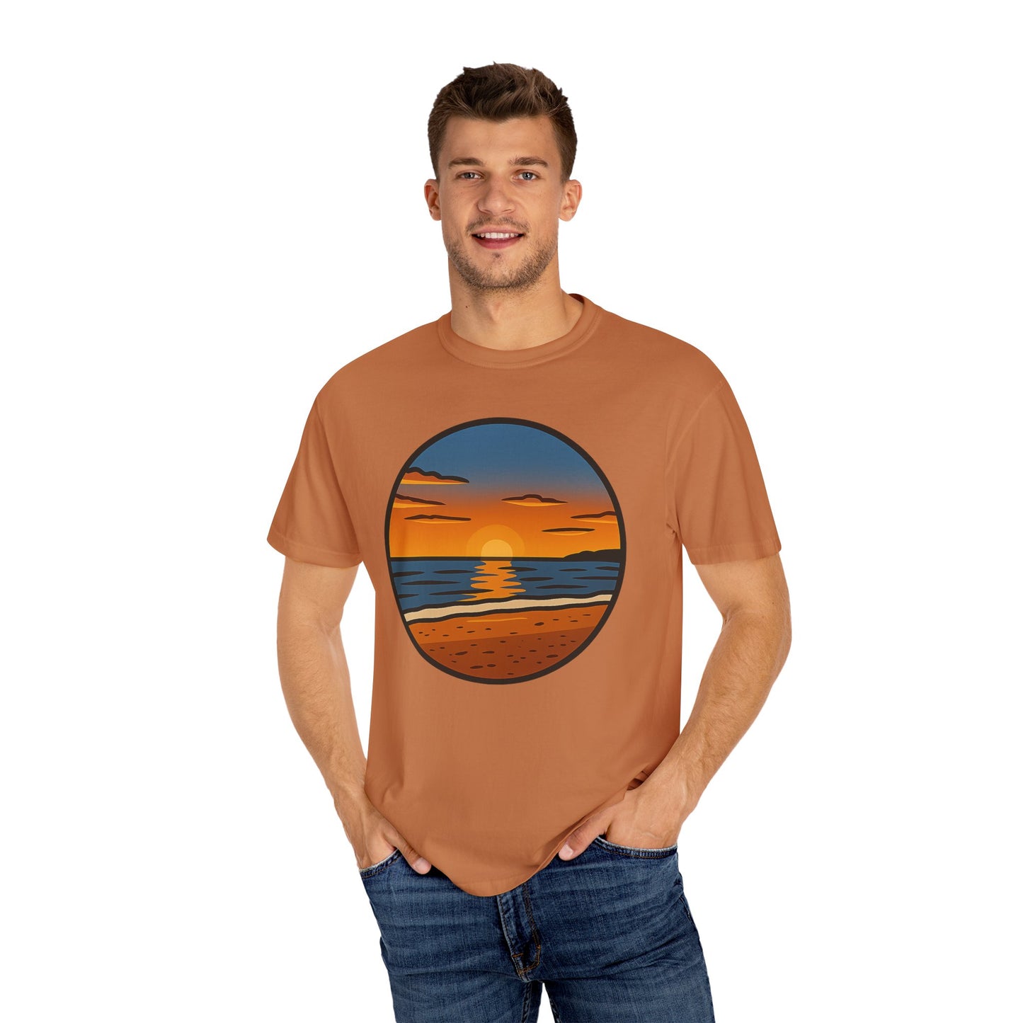 Sunset Garment-Dyed T-shirt - Progress Over Perfection Design