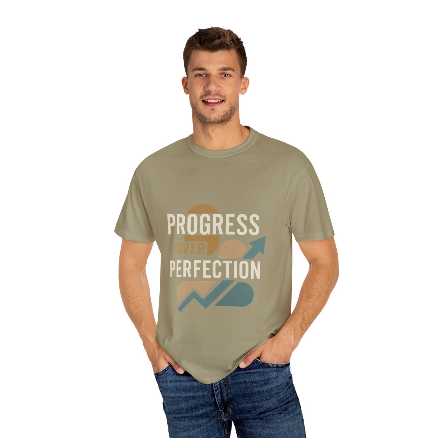 Garment-Dyed T-shirt - Progress Over Perfection Design