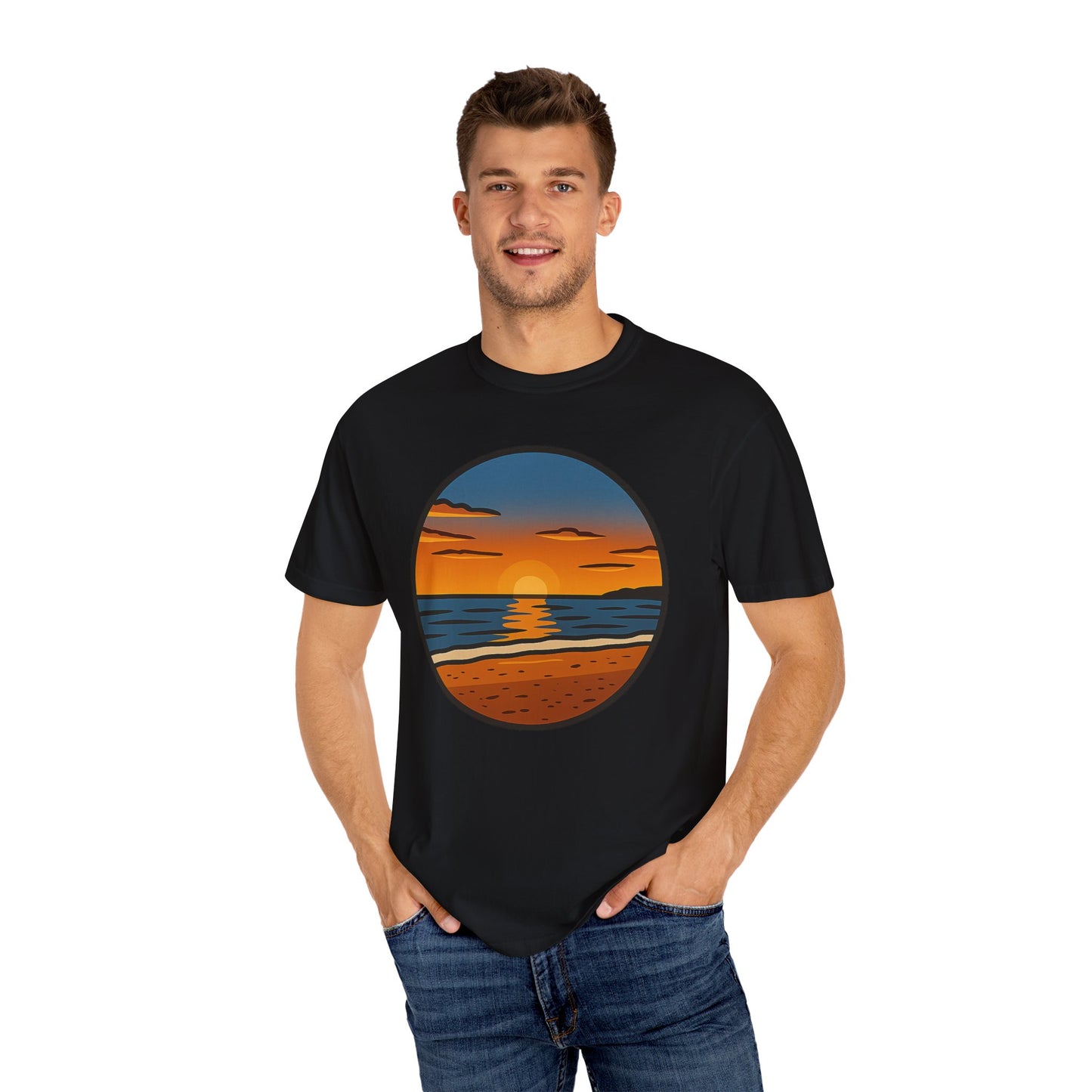 Sunset Garment-Dyed T-shirt - Progress Over Perfection Design