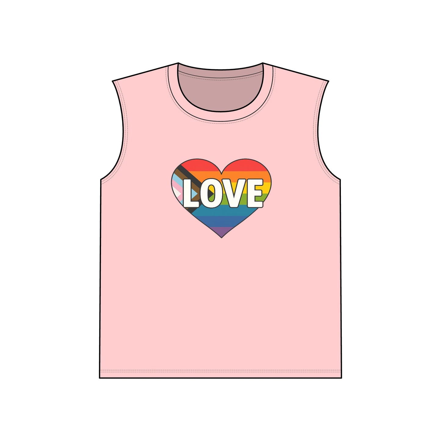 Pride Love Muscle Tank, Summer Tank Top, Casual Sleeveless Shirt, Vacation Wear, Outdoor Fitness Apparel, Gift for Beach Lovers