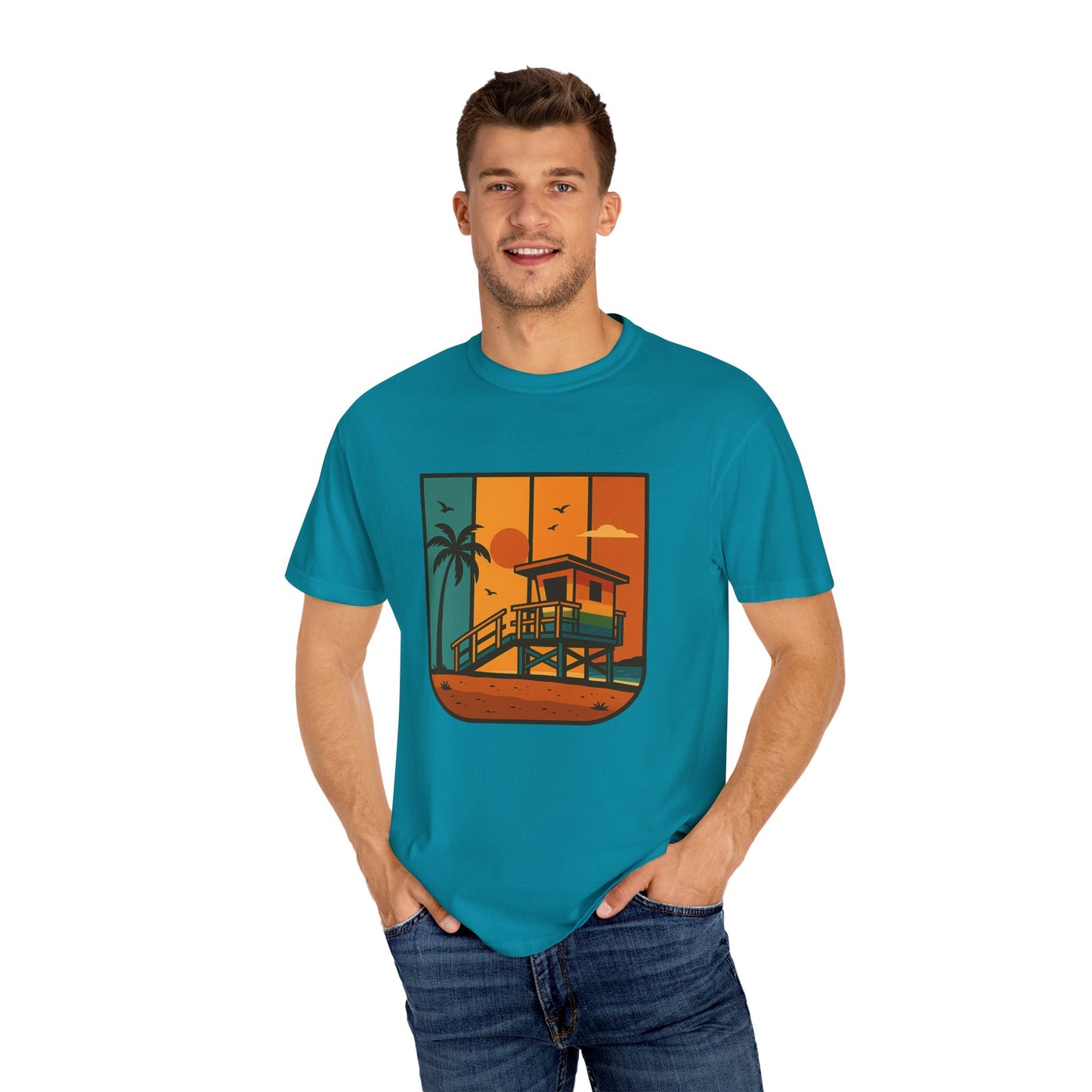 Lifeguard Station Garment-Dyed T-shirt - Progress Over Perfection Design