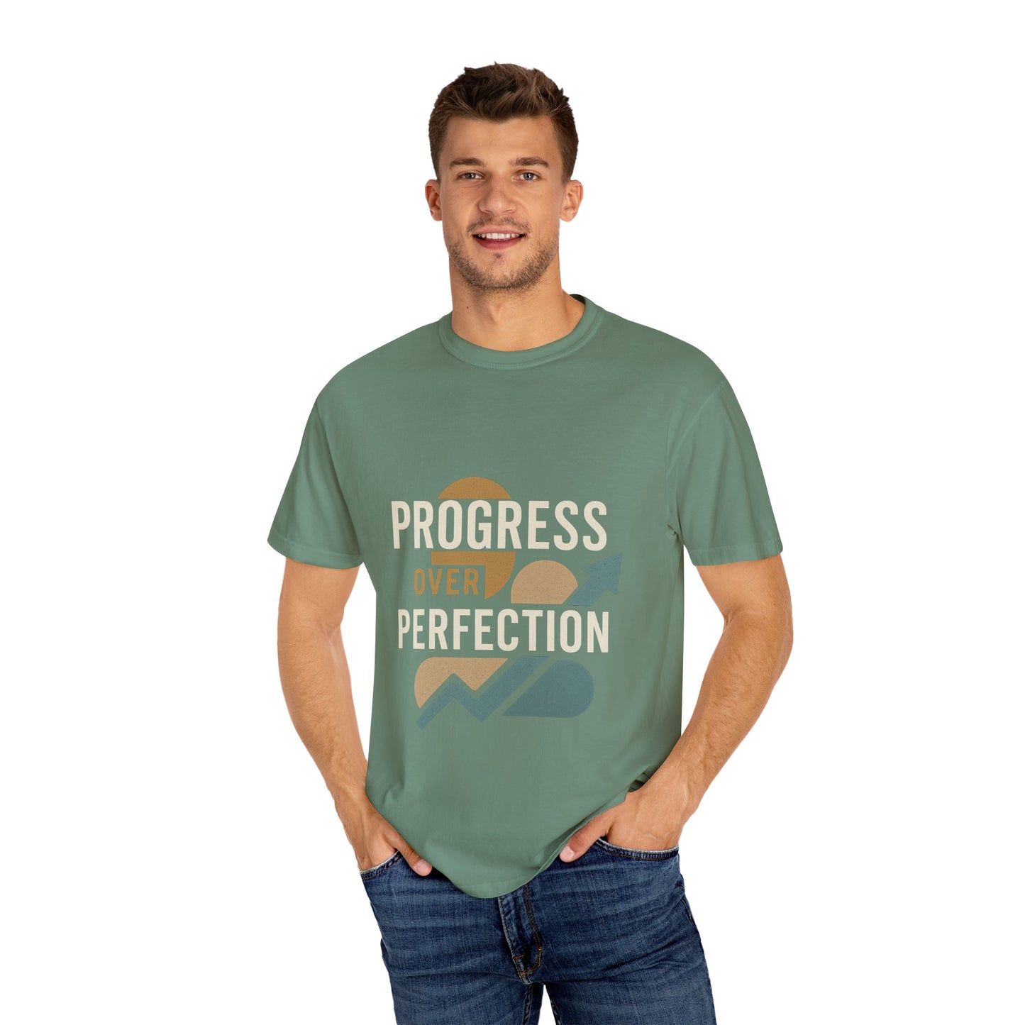 Garment-Dyed T-shirt - Progress Over Perfection Design