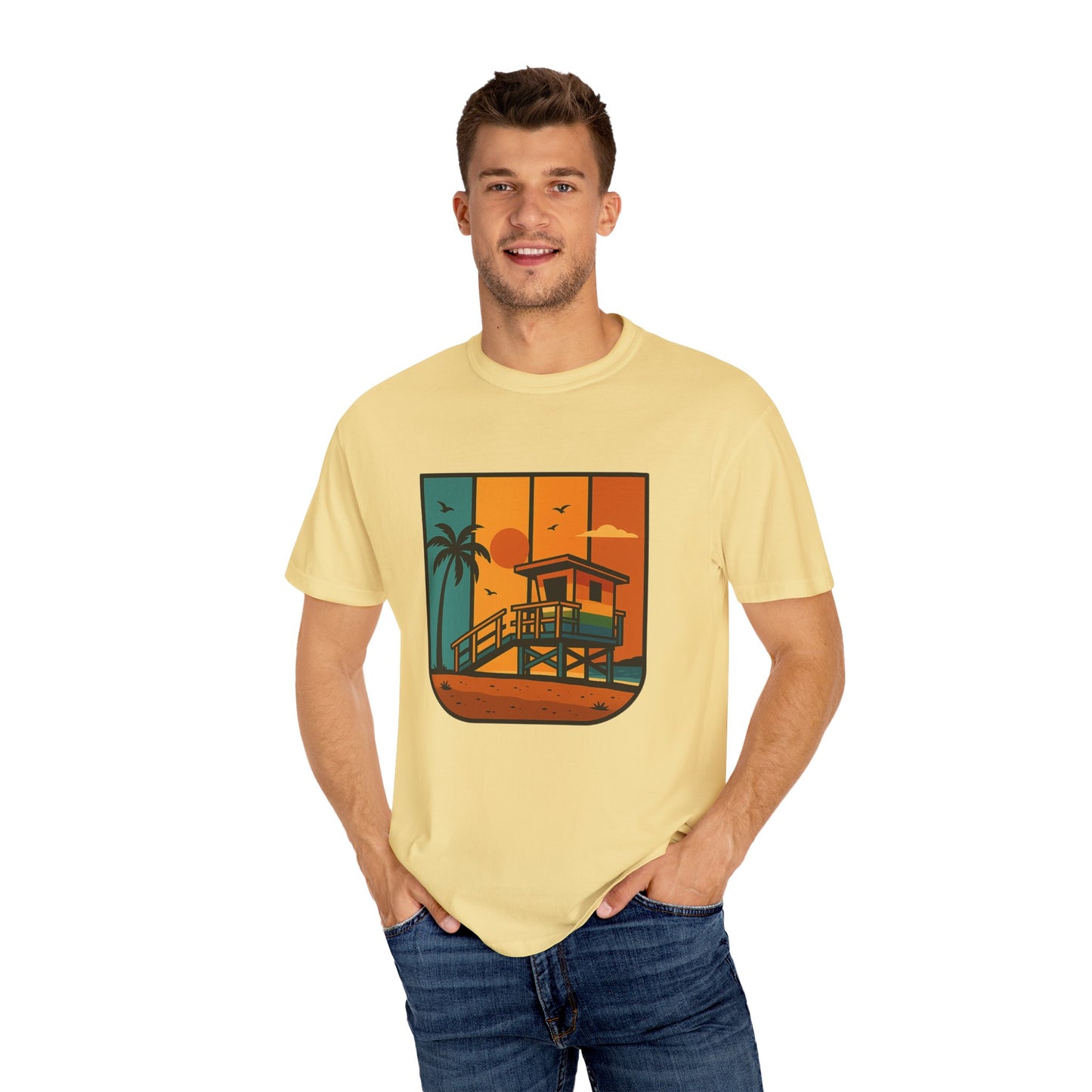 Lifeguard Station Garment-Dyed T-shirt - Progress Over Perfection Design