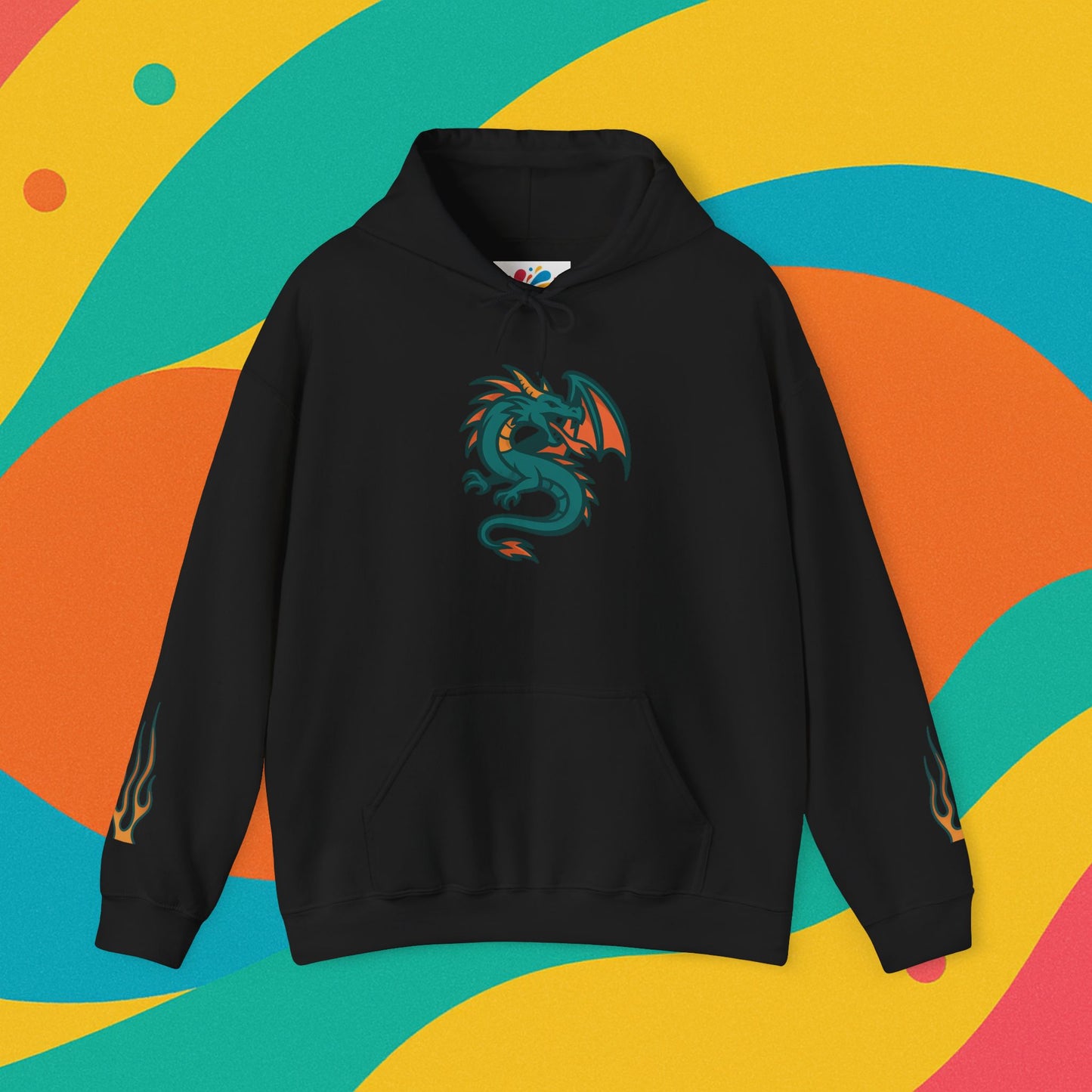 Dragon Hooded Sweatshirt | Unisex Heavy Blend, Cozy Streetwear, Spiritual Gift, Festival Apparel, Everyday Comfort