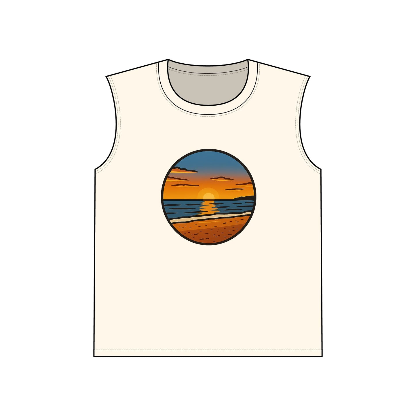 Sunset overRetro Beach Muscle Tank, Summer Tank Top, Casual Sleeveless Shirt, Vacation Wear, Outdoor Fitness Apparel, Gift for Beach Lovers