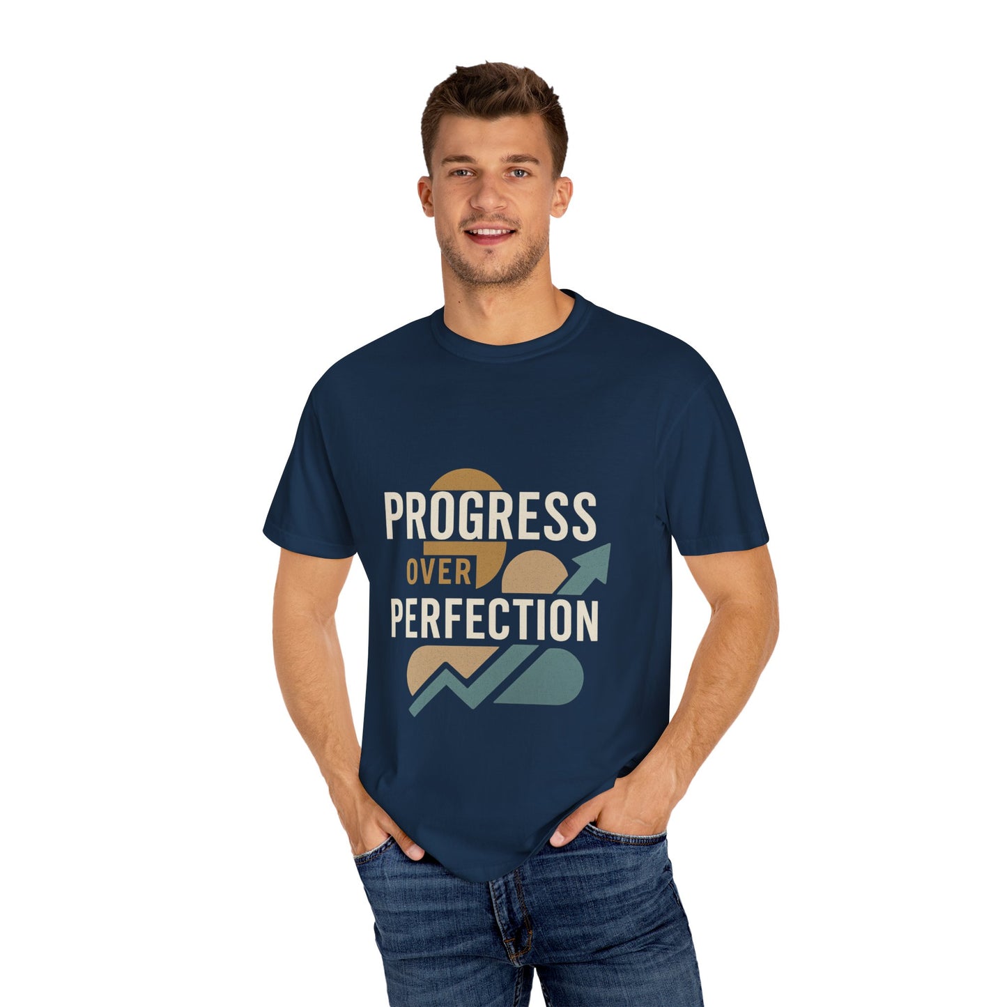 Garment-Dyed T-shirt - Progress Over Perfection Design