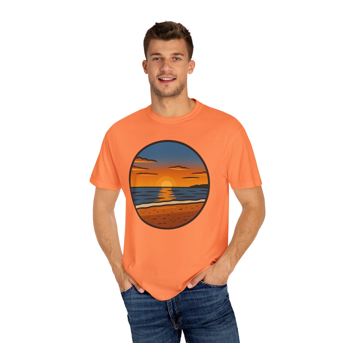 Sunset Garment-Dyed T-shirt - Progress Over Perfection Design
