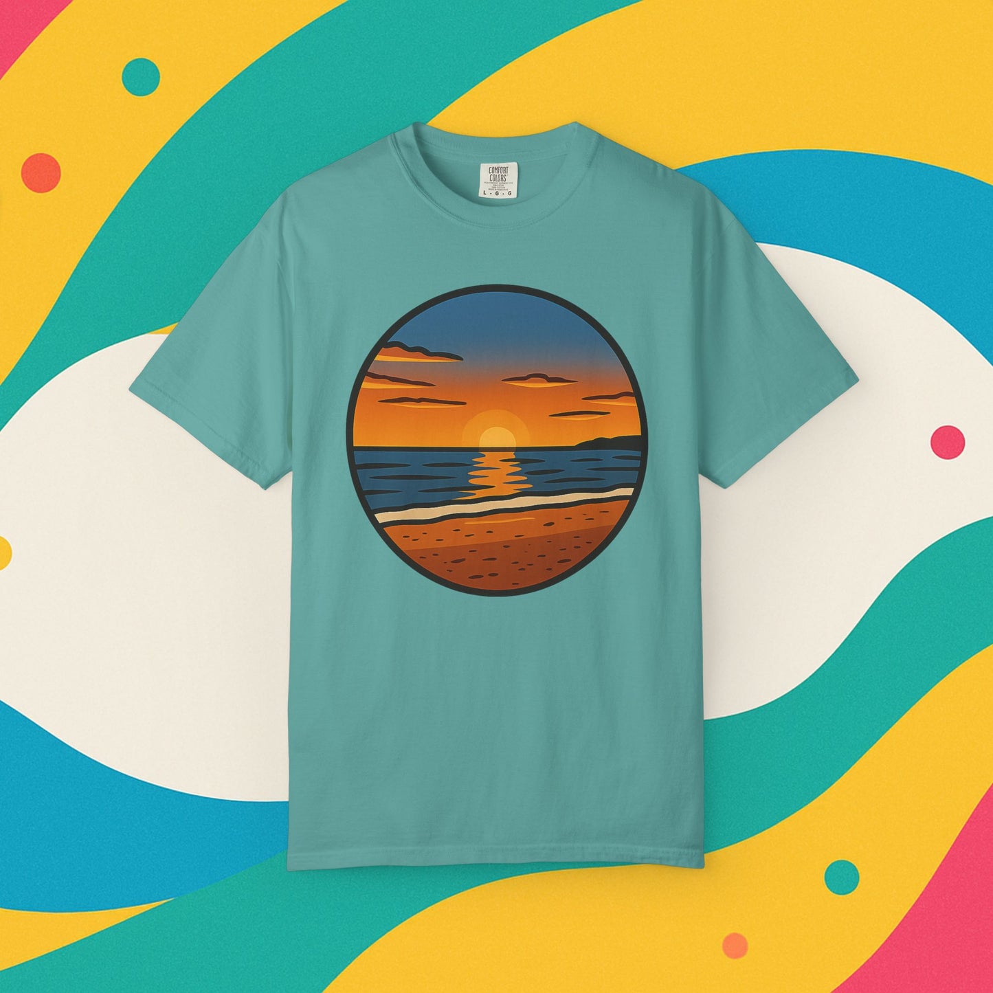 Sunset Garment-Dyed T-shirt - Progress Over Perfection Design