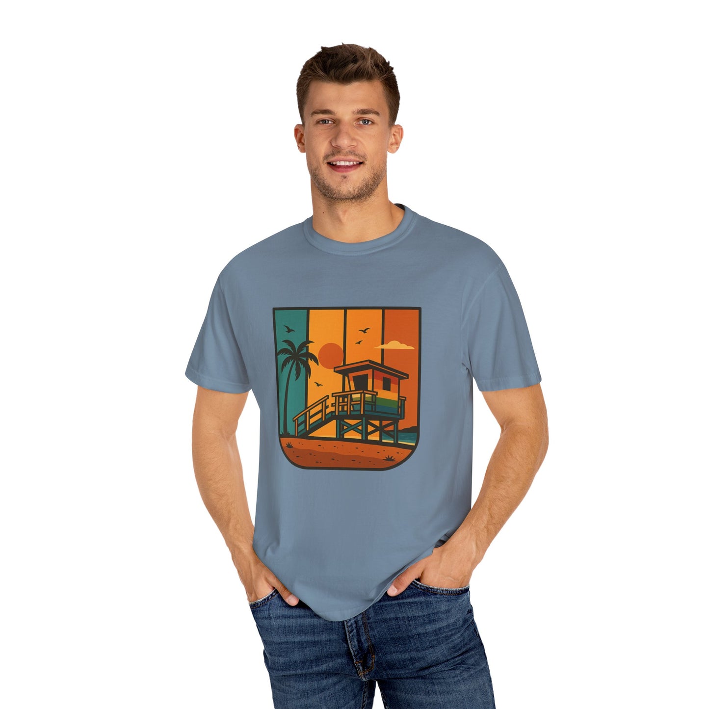 Lifeguard Station Garment-Dyed T-shirt - Progress Over Perfection Design