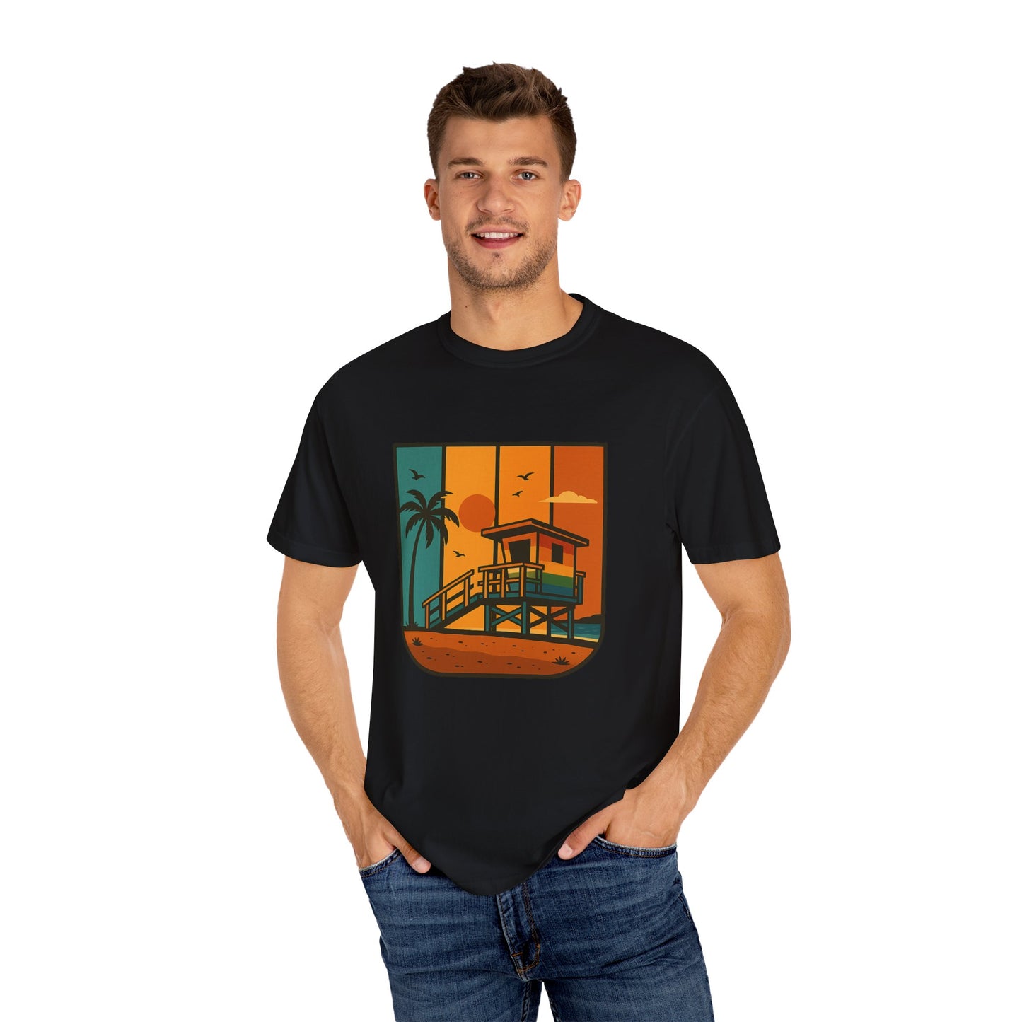 Lifeguard Station Garment-Dyed T-shirt - Progress Over Perfection Design
