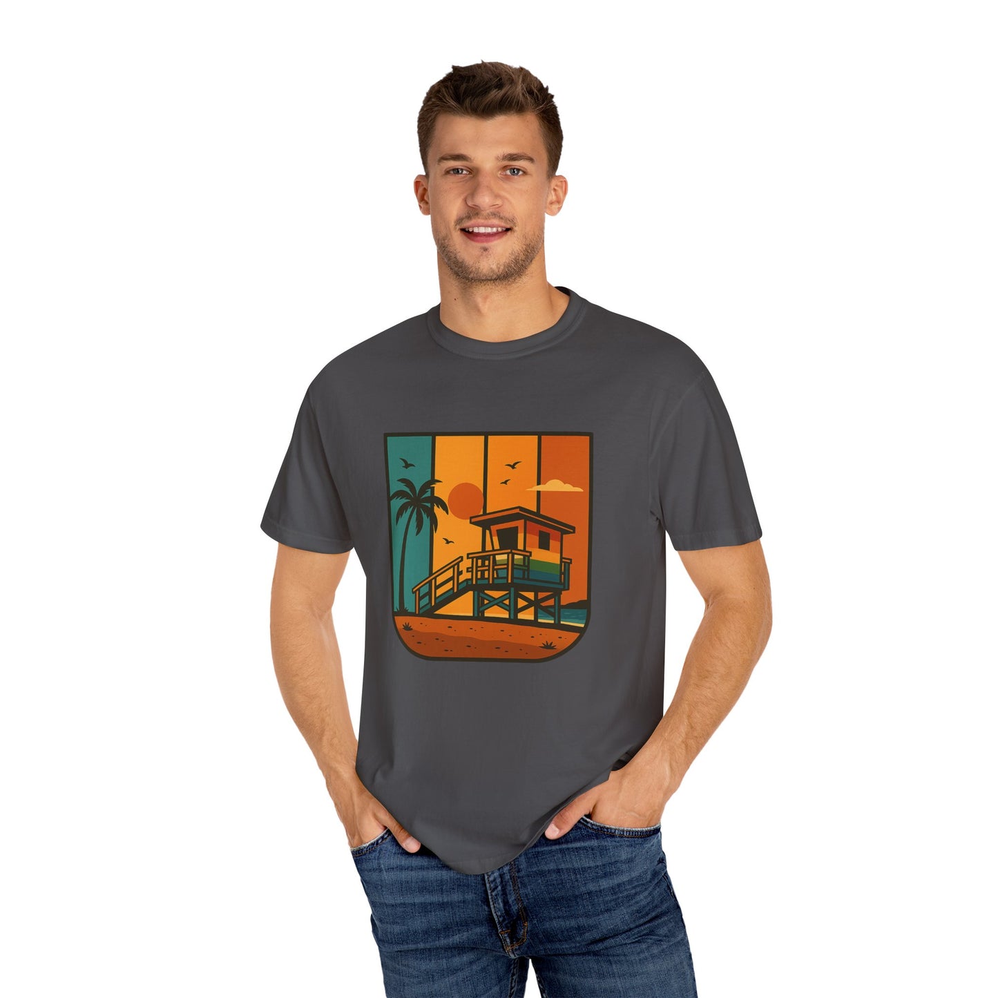 Lifeguard Station Garment-Dyed T-shirt - Progress Over Perfection Design