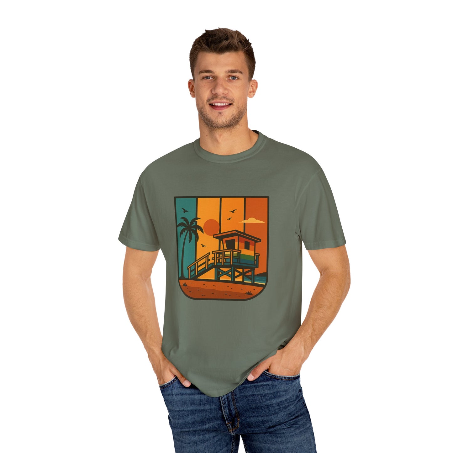 Lifeguard Station Garment-Dyed T-shirt - Progress Over Perfection Design