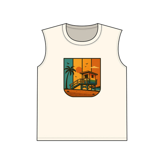 Lifeguard Stand Beach Vibes Muscle Tank, Summer Tank Top, Casual Sleeveless Shirt, Vacation Wear, Outdoor Fitness Apparel, Gift for Beach Lovers