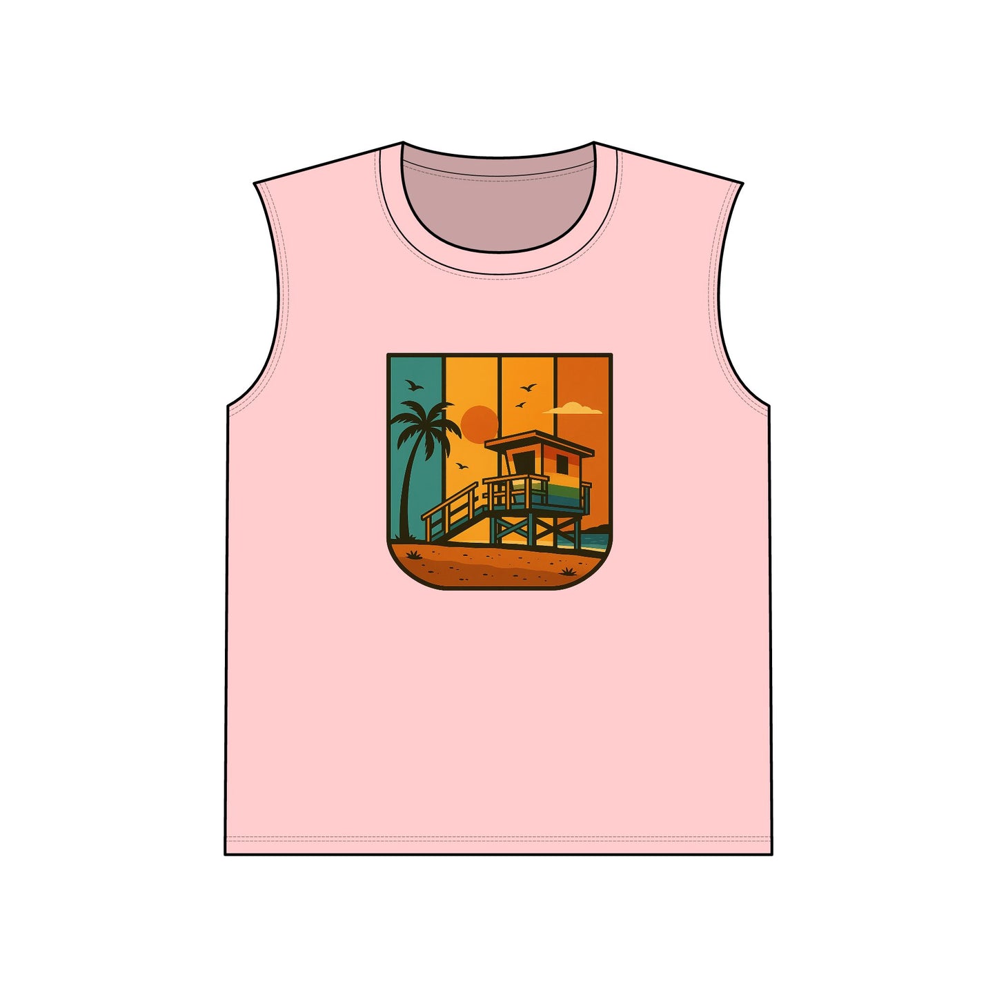 Lifeguard Stand Beach Vibes Muscle Tank, Summer Tank Top, Casual Sleeveless Shirt, Vacation Wear, Outdoor Fitness Apparel, Gift for Beach Lovers