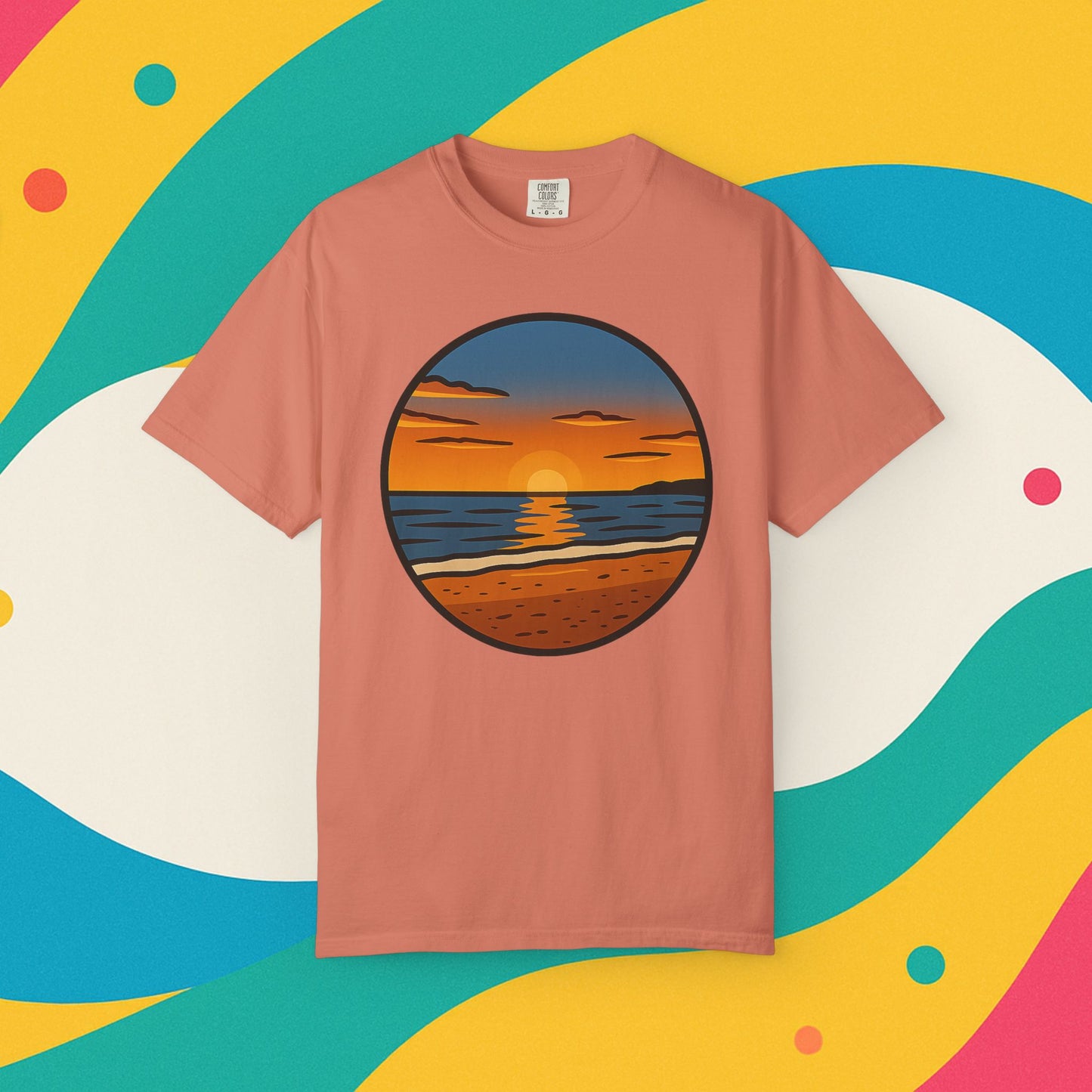 Sunset Garment-Dyed T-shirt - Progress Over Perfection Design