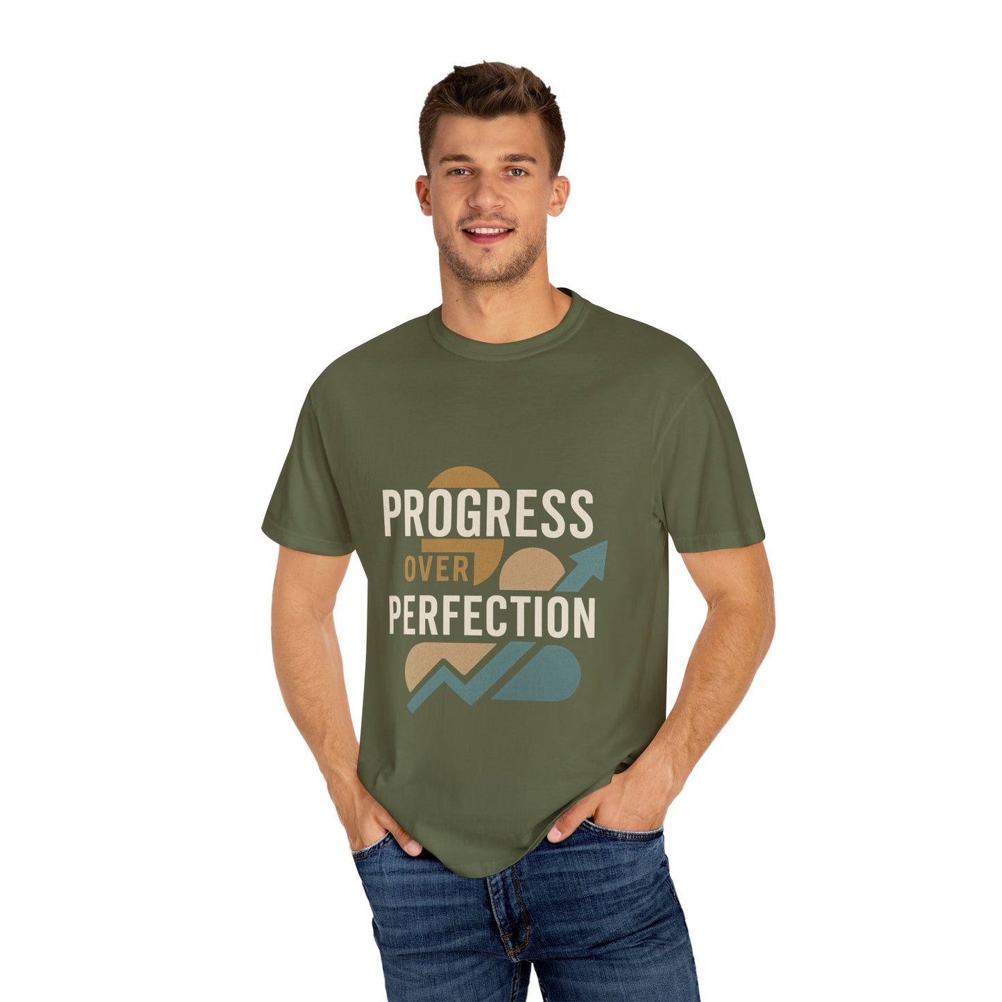 Garment-Dyed T-shirt - Progress Over Perfection Design