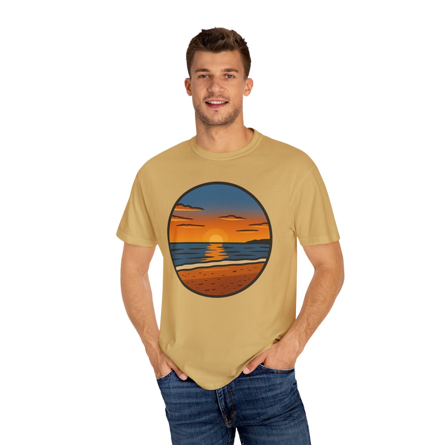 Sunset Garment-Dyed T-shirt - Progress Over Perfection Design