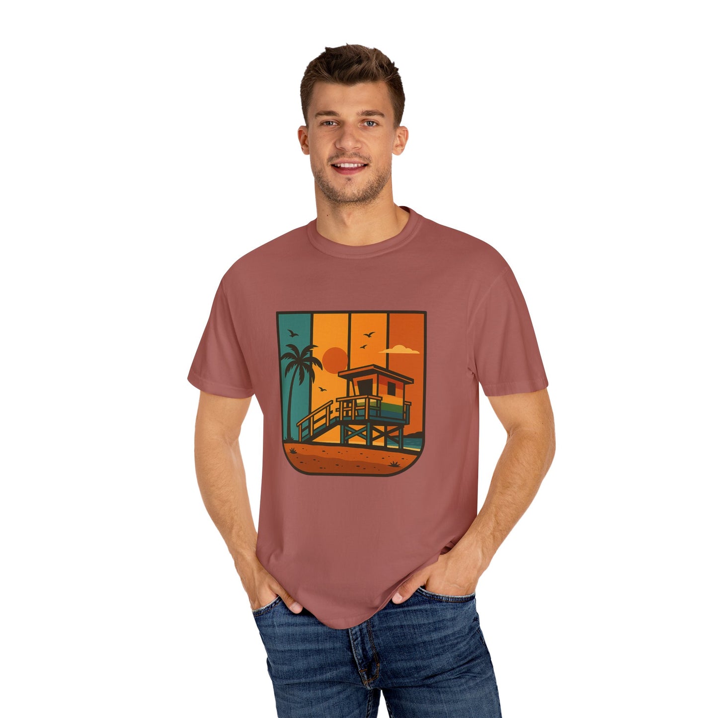 Lifeguard Station Garment-Dyed T-shirt - Progress Over Perfection Design