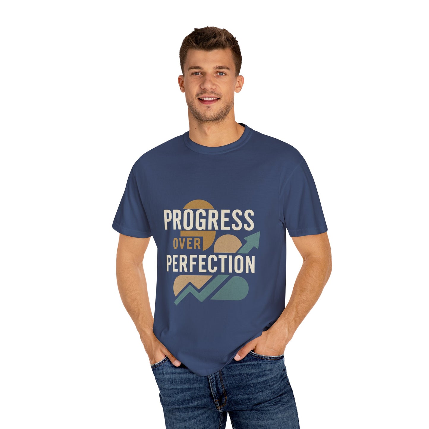 Garment-Dyed T-shirt - Progress Over Perfection Design