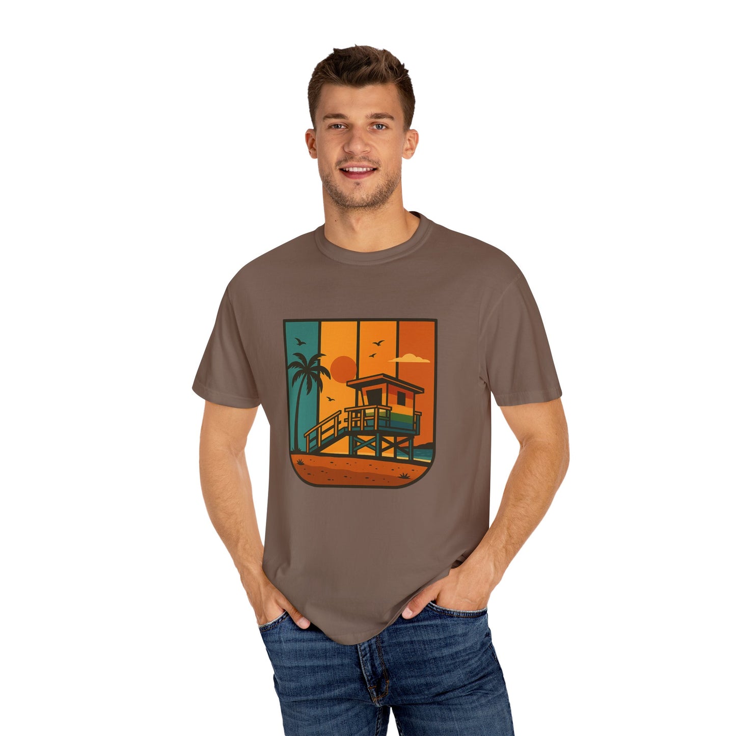 Lifeguard Station Garment-Dyed T-shirt - Progress Over Perfection Design
