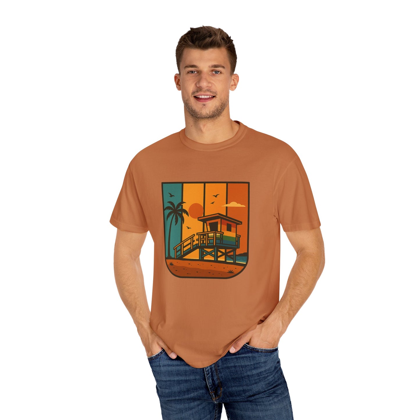 Lifeguard Station Garment-Dyed T-shirt - Progress Over Perfection Design
