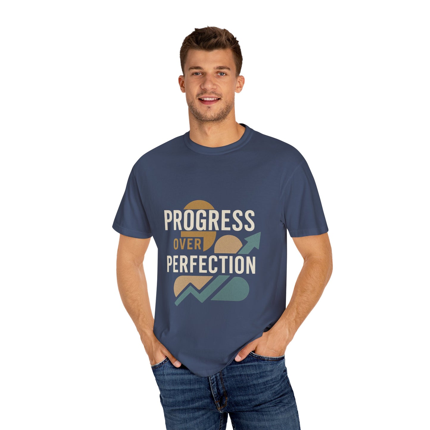 Garment-Dyed T-shirt - Progress Over Perfection Design