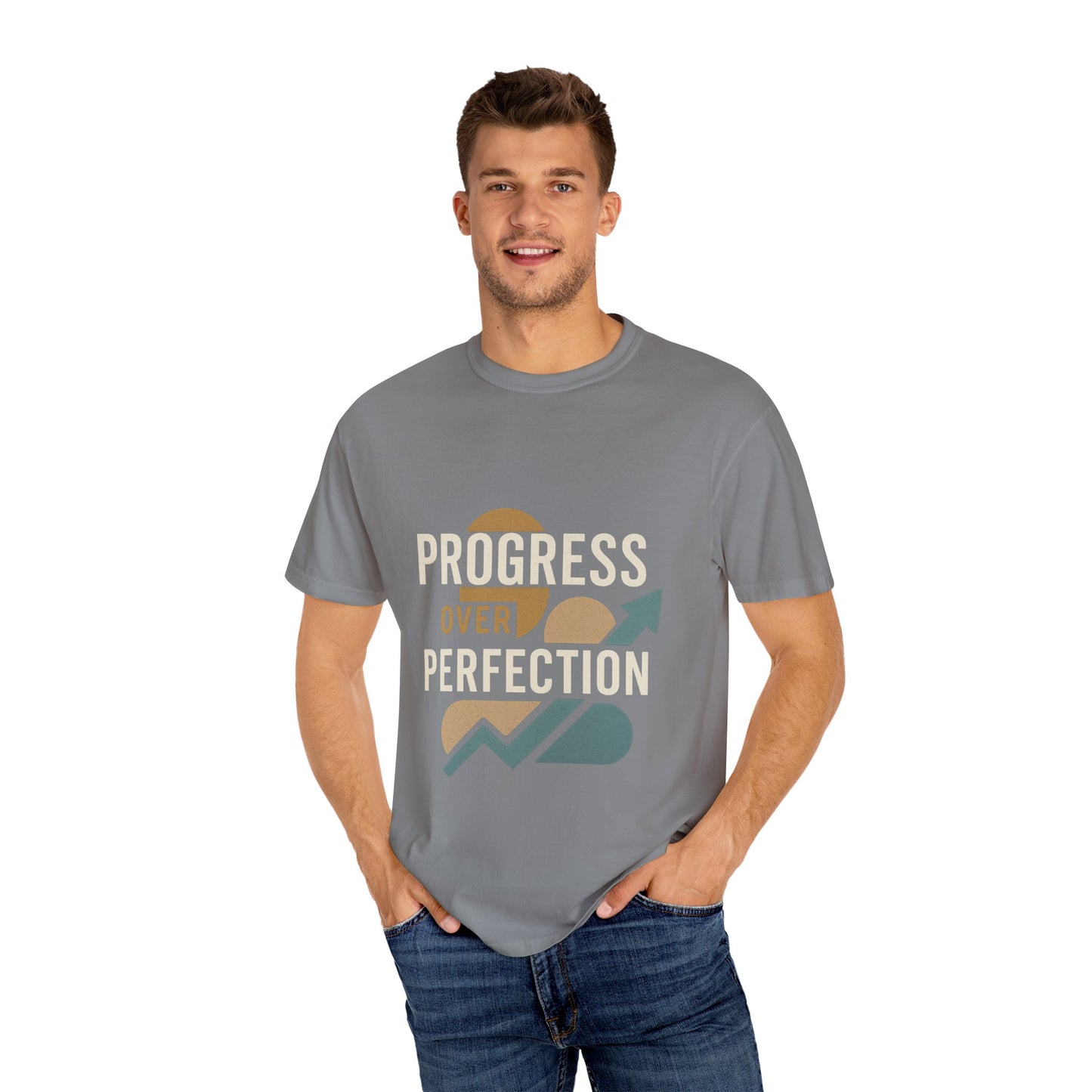 Garment-Dyed T-shirt - Progress Over Perfection Design