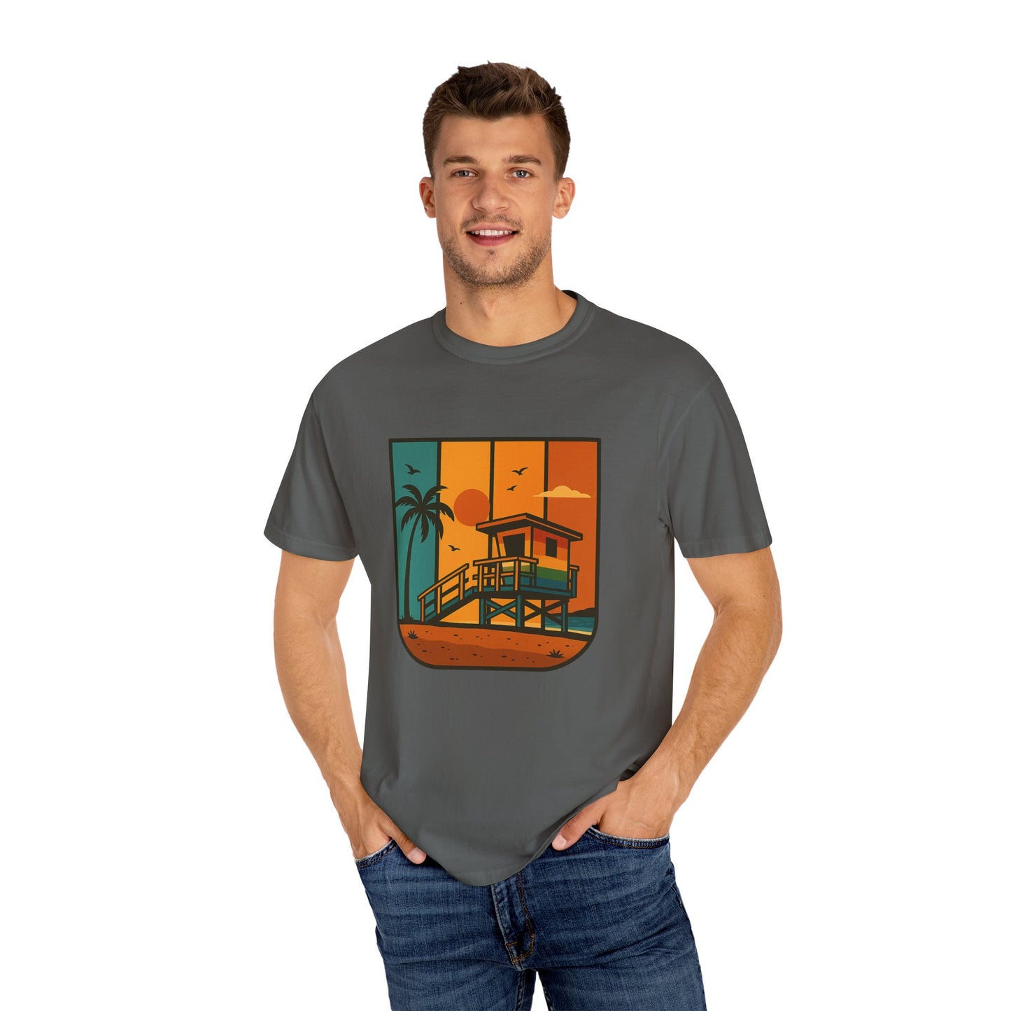Lifeguard Station Garment-Dyed T-shirt - Progress Over Perfection Design