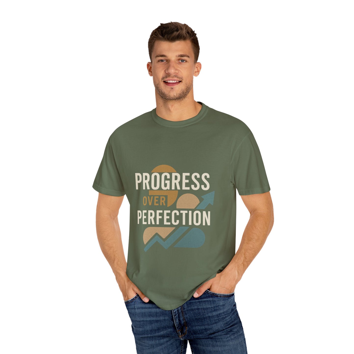 Garment-Dyed T-shirt - Progress Over Perfection Design