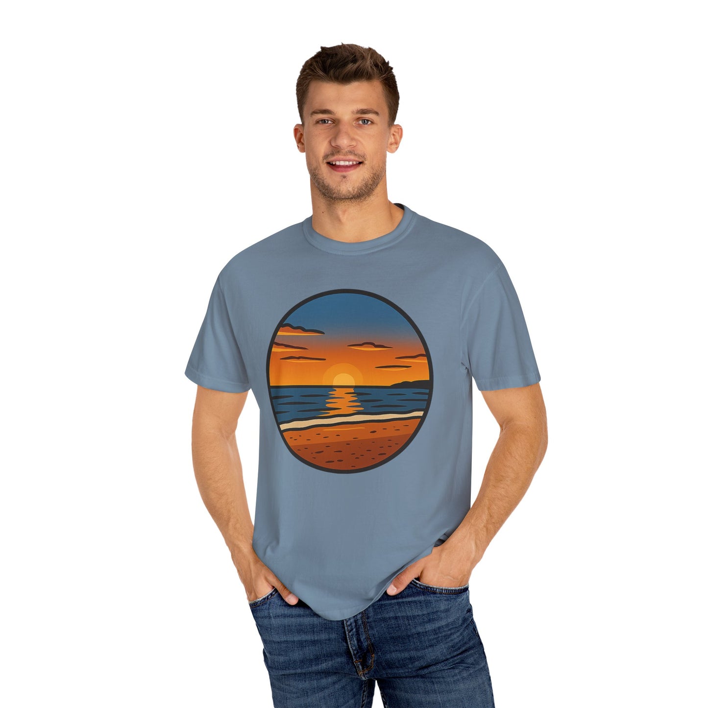 Sunset Garment-Dyed T-shirt - Progress Over Perfection Design
