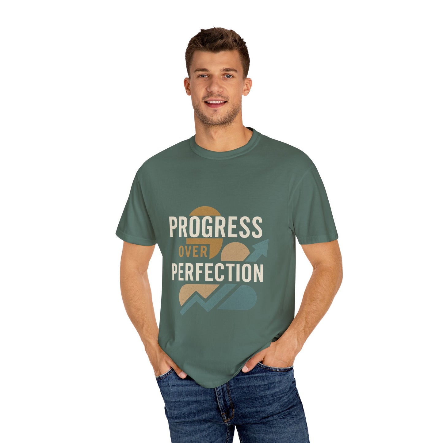 Garment-Dyed T-shirt - Progress Over Perfection Design