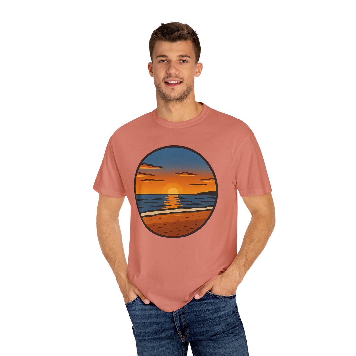 Sunset Garment-Dyed T-shirt - Progress Over Perfection Design