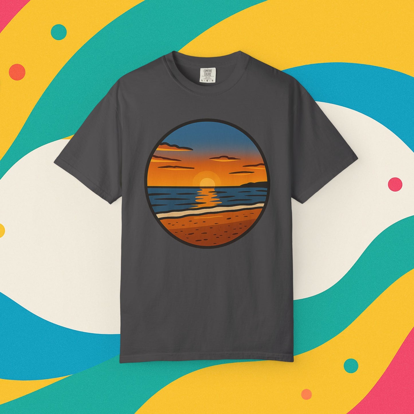 Sunset Garment-Dyed T-shirt - Progress Over Perfection Design