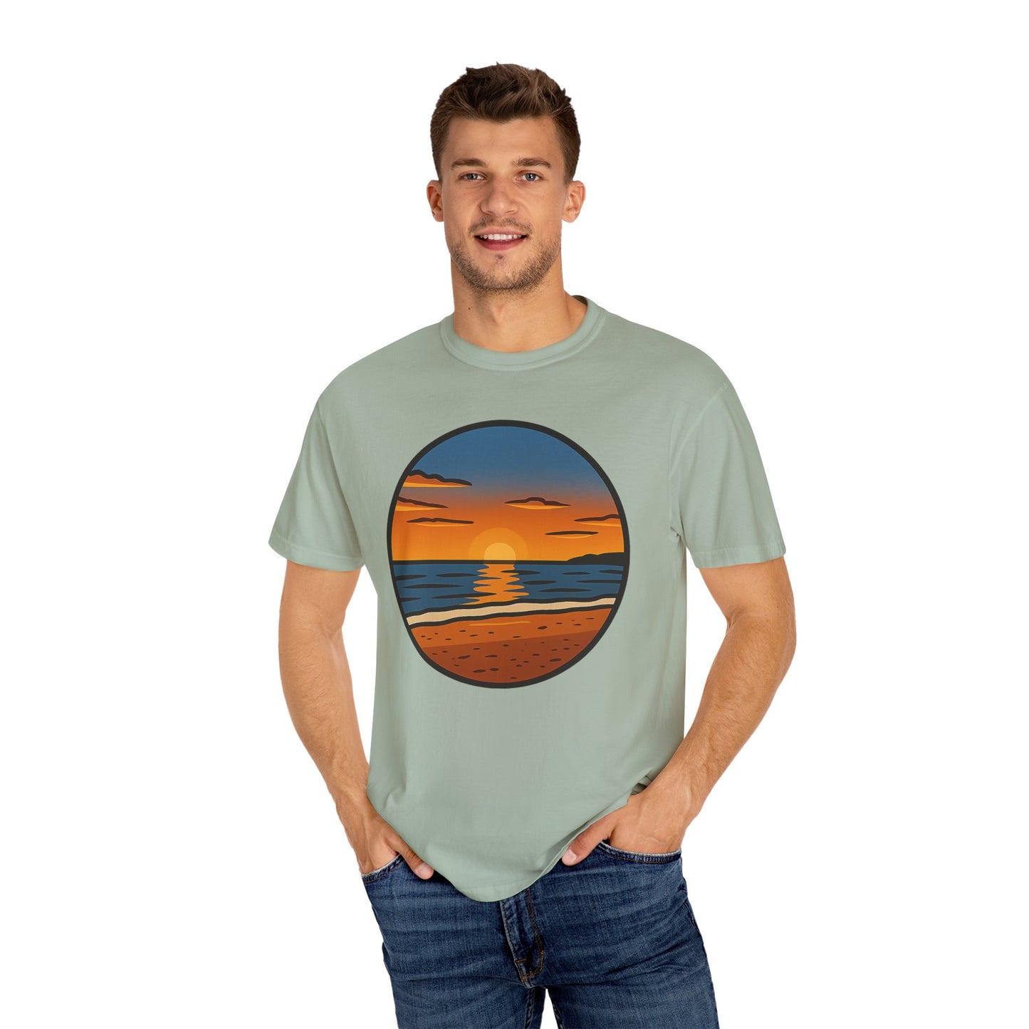 Sunset Garment-Dyed T-shirt - Progress Over Perfection Design