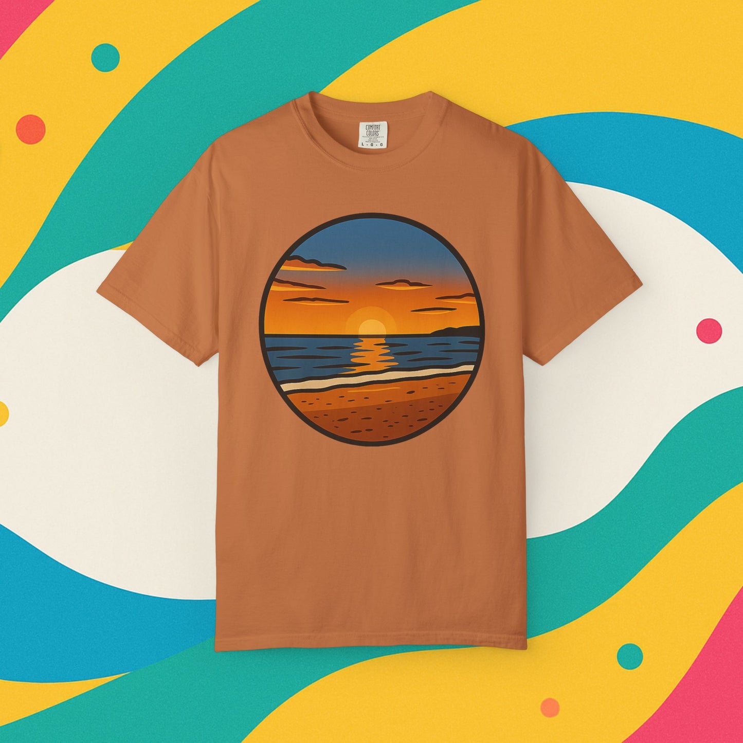 Sunset Garment-Dyed T-shirt - Progress Over Perfection Design
