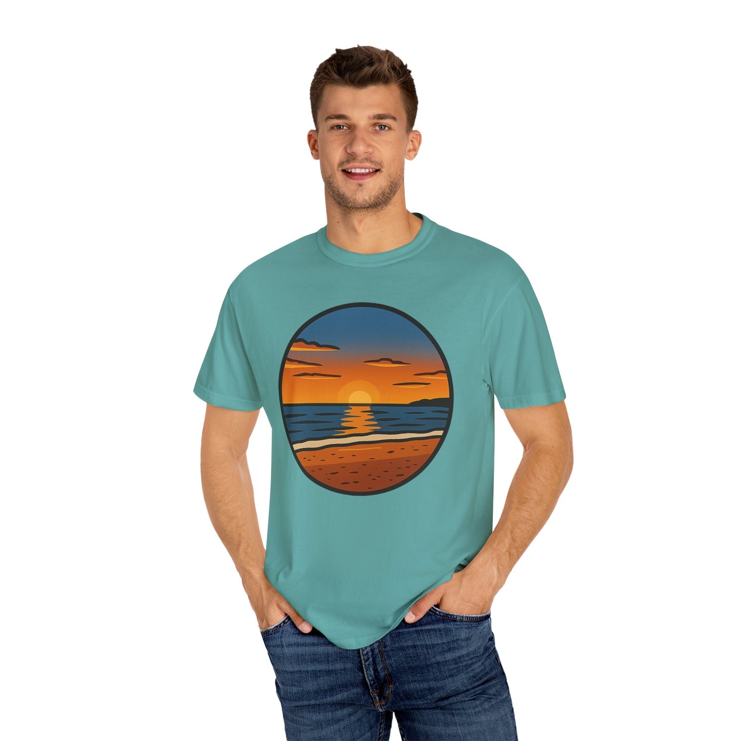 Sunset Garment-Dyed T-shirt - Progress Over Perfection Design