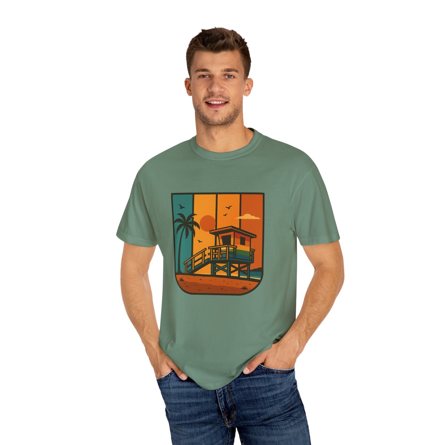 Lifeguard Station Garment-Dyed T-shirt - Progress Over Perfection Design