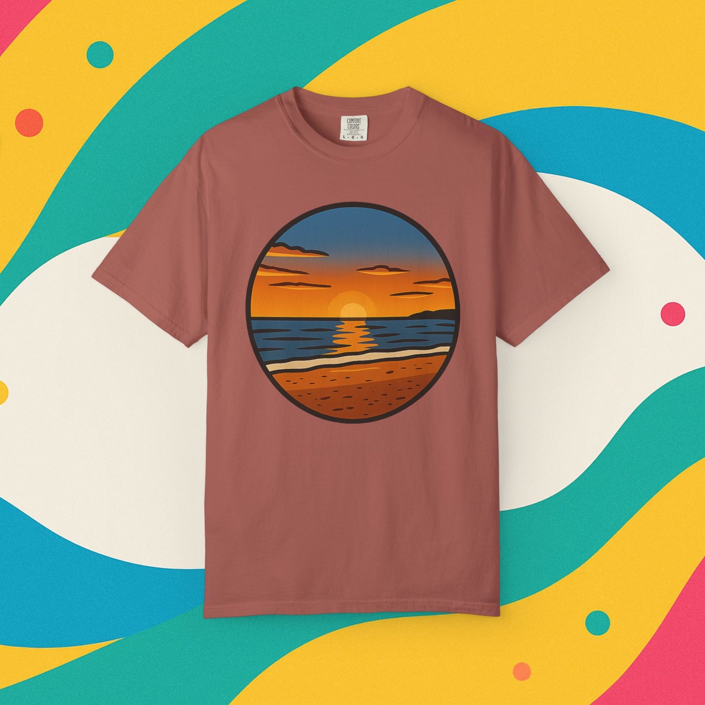 Sunset Garment-Dyed T-shirt - Progress Over Perfection Design