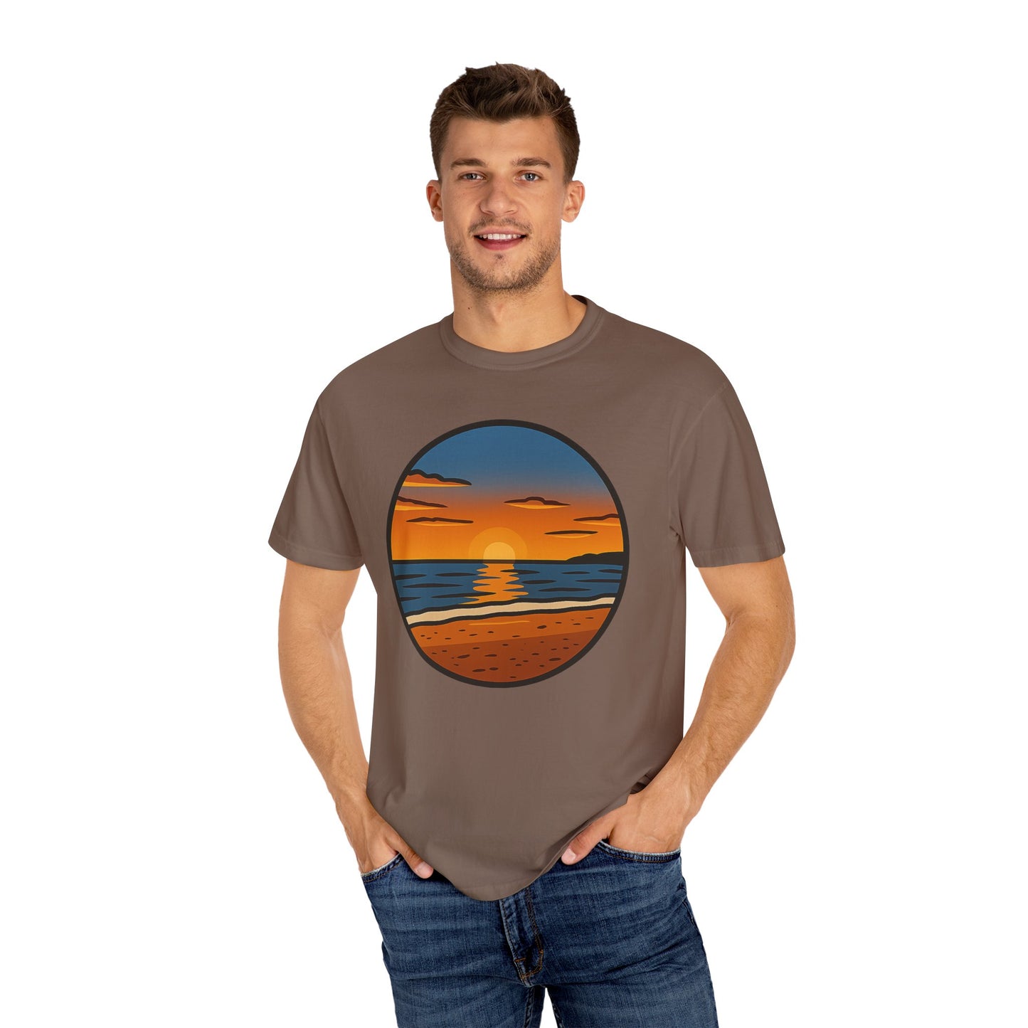Sunset Garment-Dyed T-shirt - Progress Over Perfection Design