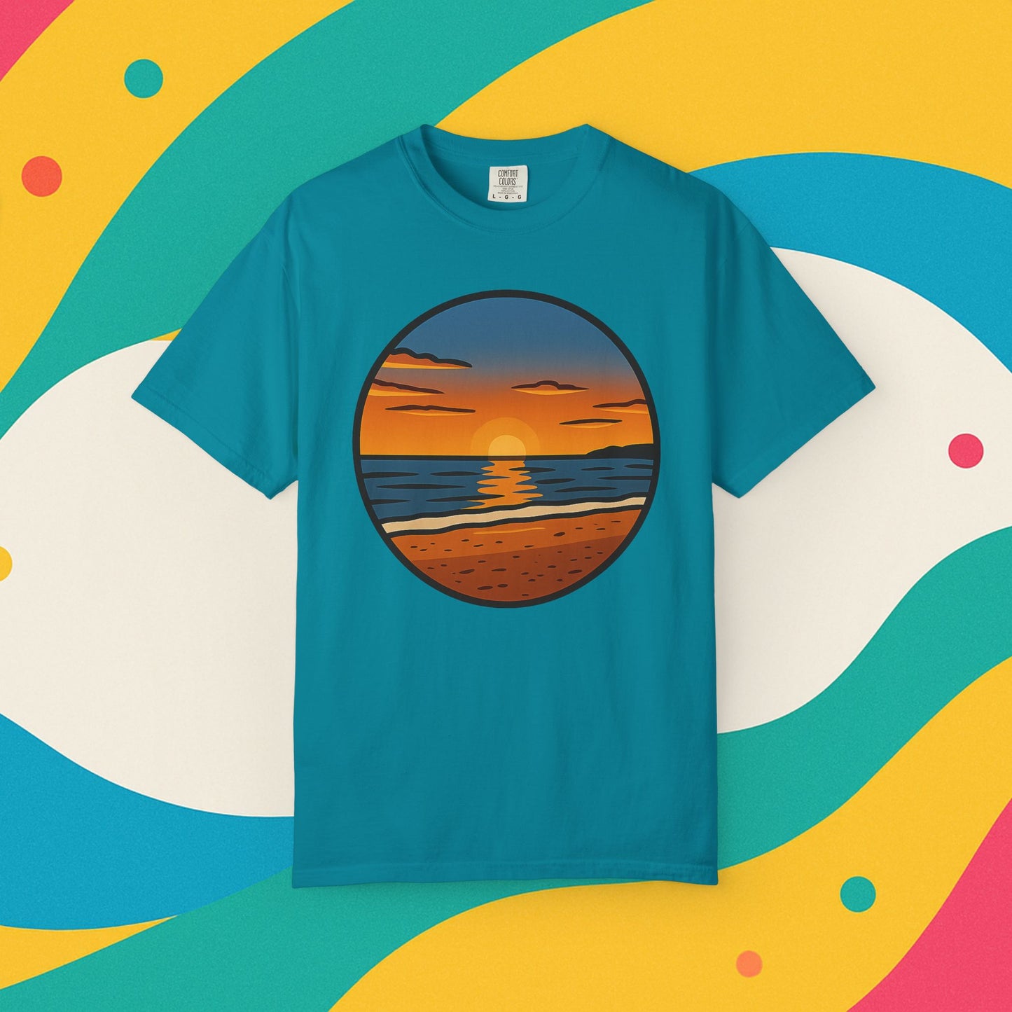 Sunset Garment-Dyed T-shirt - Progress Over Perfection Design