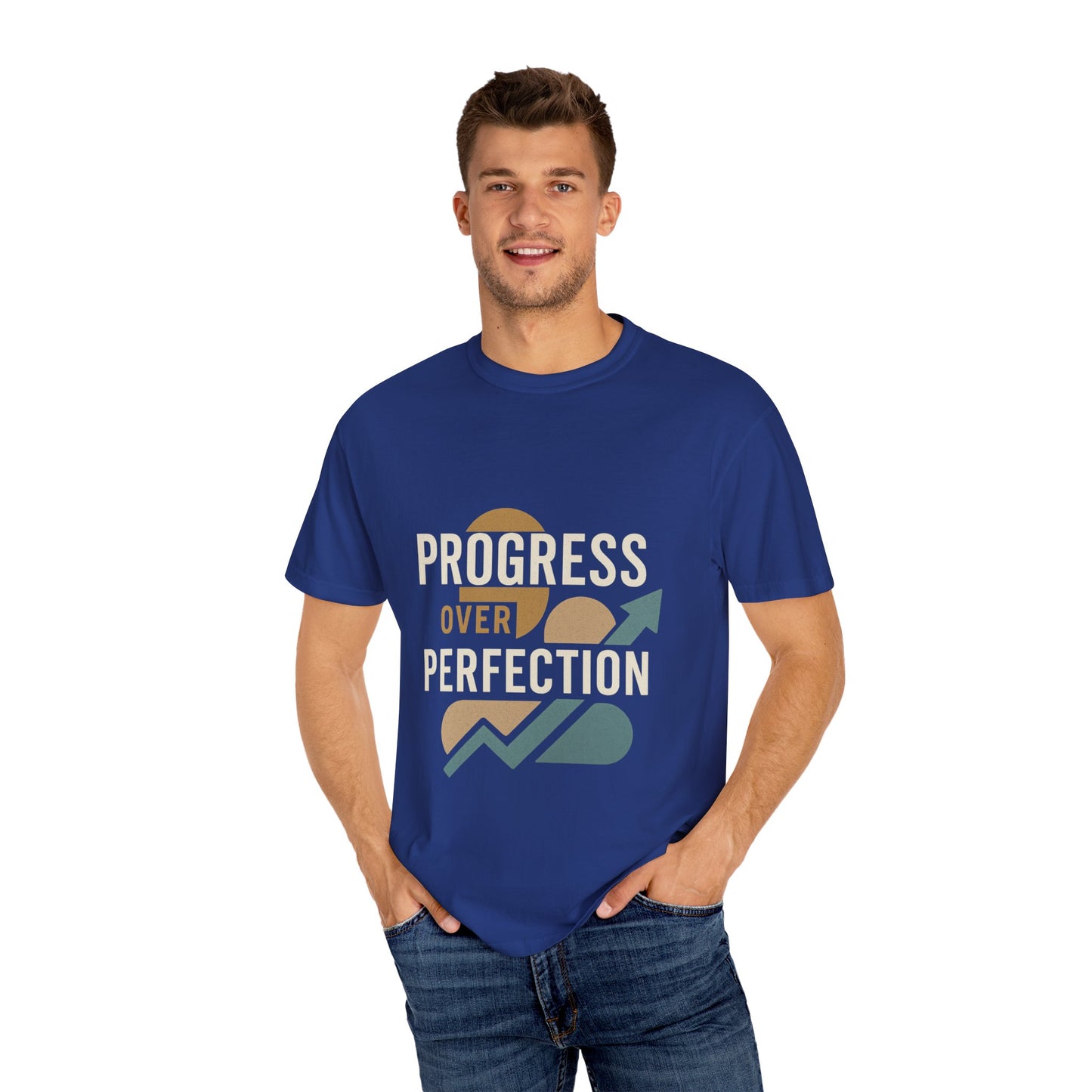 Garment-Dyed T-shirt - Progress Over Perfection Design
