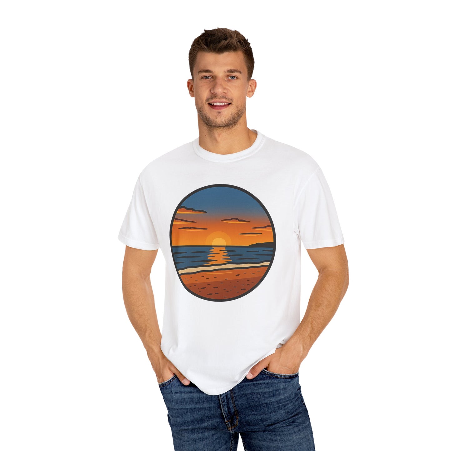 Sunset Garment-Dyed T-shirt - Progress Over Perfection Design