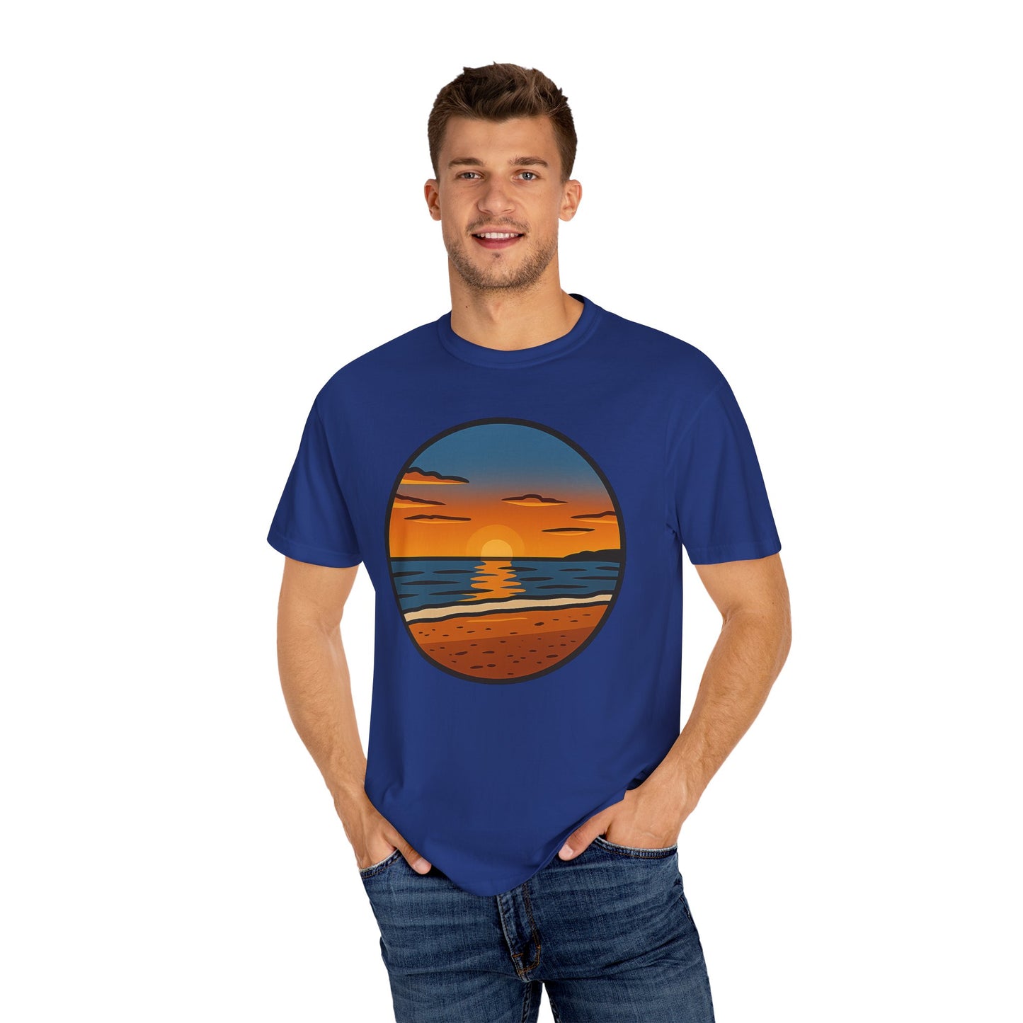 Sunset Garment-Dyed T-shirt - Progress Over Perfection Design
