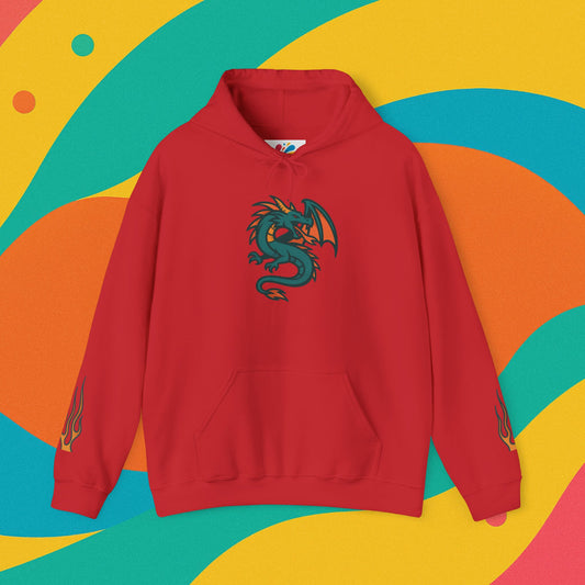 Dragon Hooded Sweatshirt | Unisex Heavy Blend, Cozy Streetwear, Spiritual Gift, Festival Apparel, Everyday Comfort