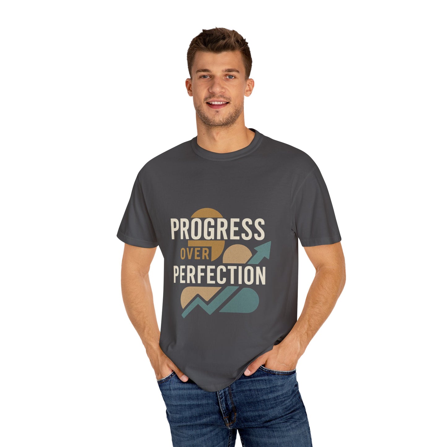 Garment-Dyed T-shirt - Progress Over Perfection Design