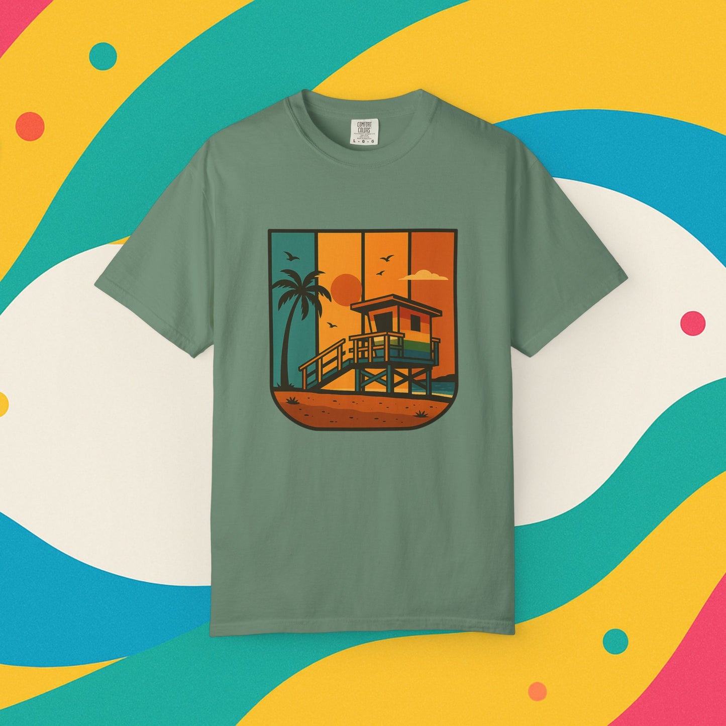 Lifeguard Station Garment-Dyed T-shirt - Progress Over Perfection Design