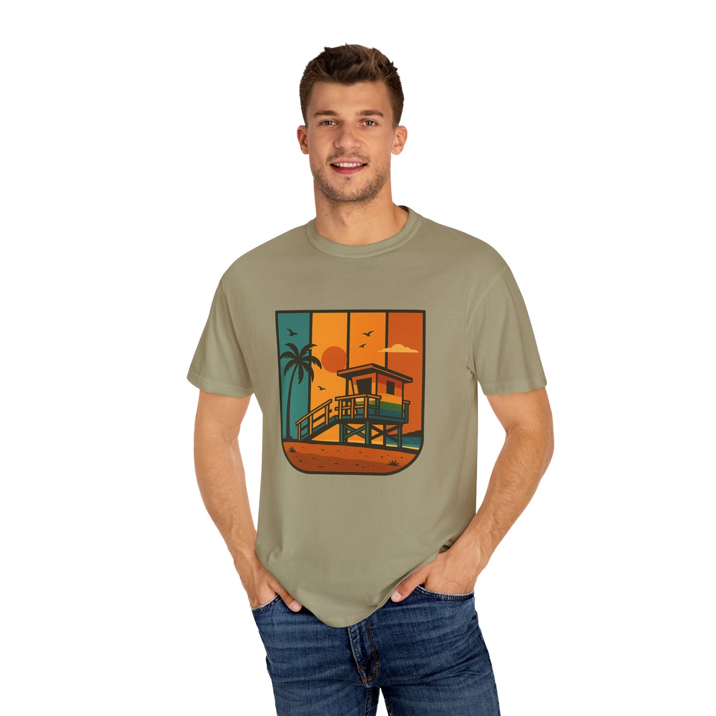 Lifeguard Station Garment-Dyed T-shirt - Progress Over Perfection Design