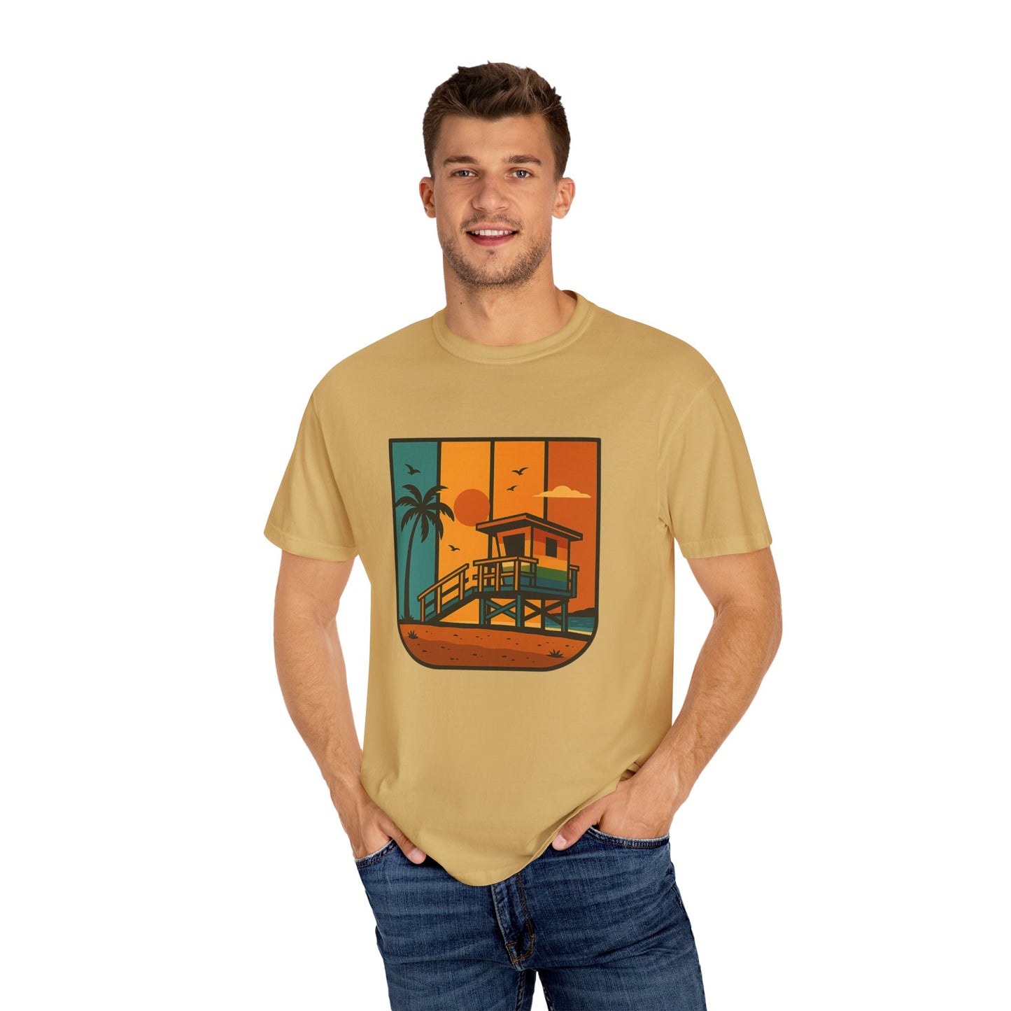 Lifeguard Station Garment-Dyed T-shirt - Progress Over Perfection Design
